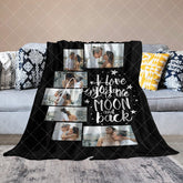 Aperturee - Aperturee Love You To The Moon Back Black Custom Photo Blanket